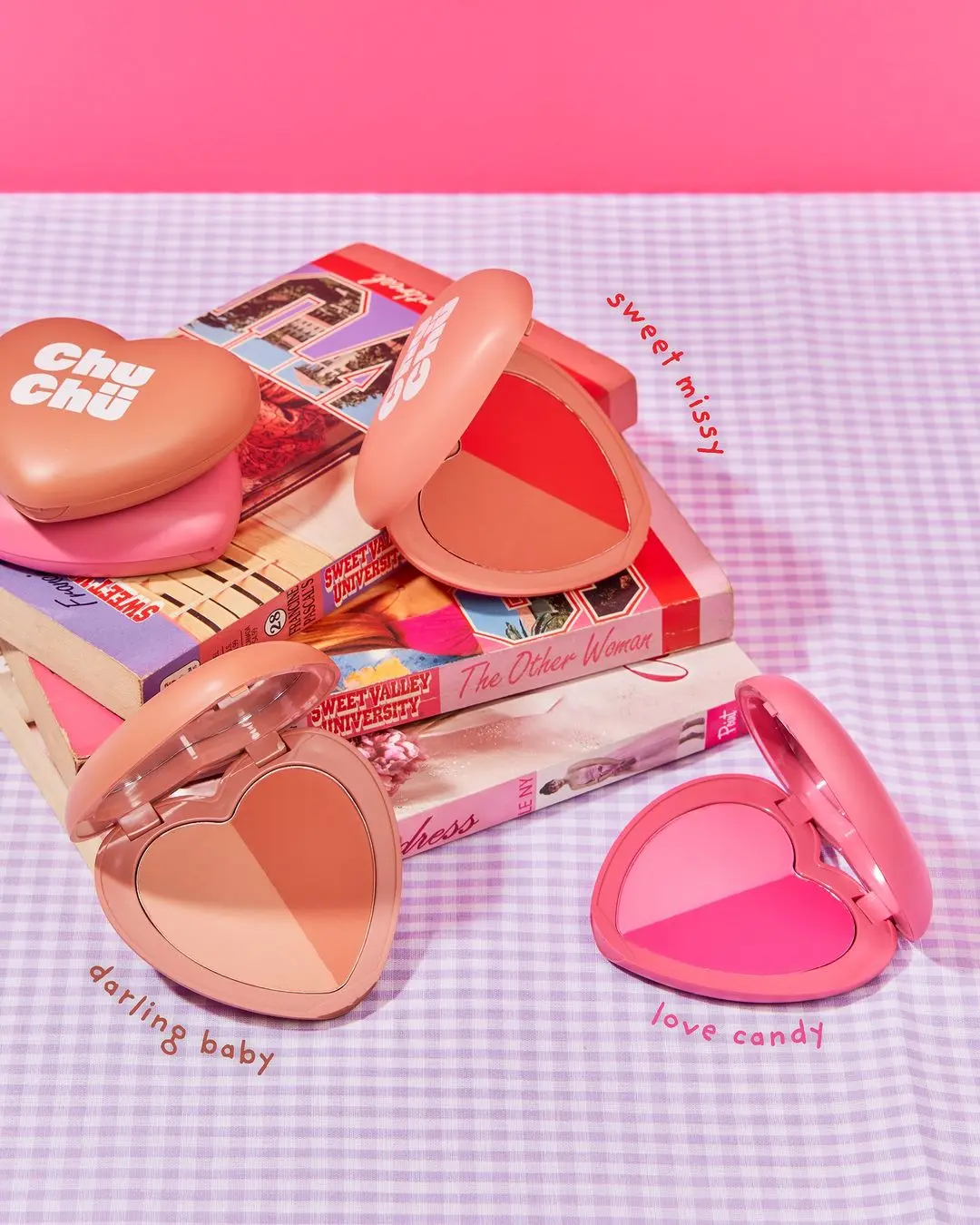 Another promotional image for the Heart Blush Duo by Chu Chu Beauty presenting the next three recently released shades.